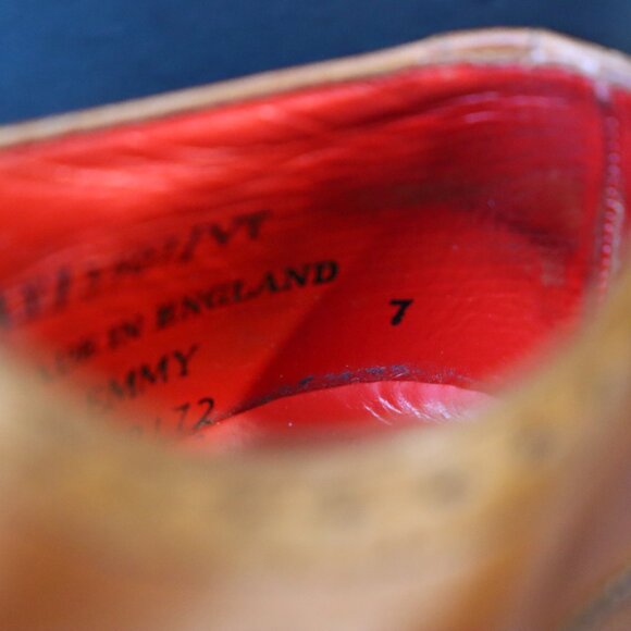 SALE - Jeffery-West 8-D US Brown Mens Wingtip Burnished Oxford Dress Shoes - Picture 15 of 15